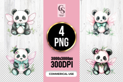 Fairy Panda Watercolor Clipart Sublimation PNG Product Image 1