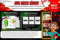 Printable Bug Math Activities Insect Worksheets Preschool Product Image 1