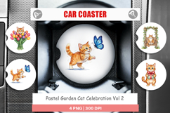 Pastel Garden Cat Car Coaster Product Image 1