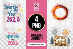 Happy Sparkle New Year Quote Clipart PNG Product Image 1