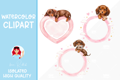 Watercolor Dachshund Frame Clipart Product Image 1