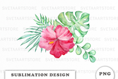 Watercolor Tropical Flowers Bouquet png Product Image 1