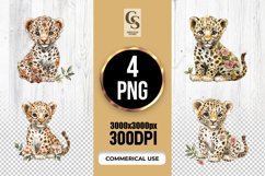 Watercolor Baby Leopard Clipart Sublimation PNG Product Image 1