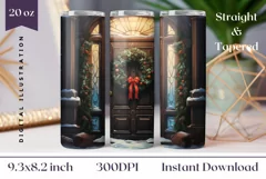 Christmas Door Tumbler Wrap, Christmas Sublimation Design Product Image 1