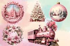 Vintage Pink Christmas Clipart Sublimation, Vintage Pink PNG Product Image 2