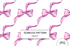 Pink Ribbon Bow Seamless Pattern, Digital Paper Product Image 1