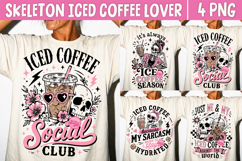 Skeleton Iced Coffee Lover PNG, Trendy Coquette Caffeine Product Image 1