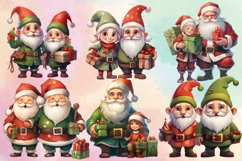 Santa With Green Christmas Gnome Clipart Bundle, Product Image 2