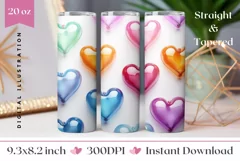 3d Glass Hearts Tumbler Design, Valentine's Day Tumbler Product Image 1