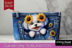 Denim Cosmetic Bag - Dog In Pocket Makeup Bag PNG Product Image 1