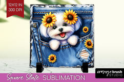 Denim Slate PNG - Dog In Pocket Square Slate Sublimation Product Image 1