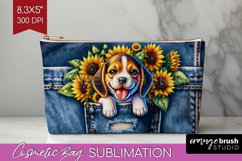 Denim Cosmetic Bag - Dog In Pocket Makeup Bag PNG Product Image 1