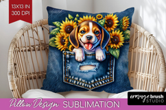 Denim Pillow Sublimation - Dog In Pocket Pillow Cover PNG Product Image 1