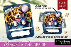 Happy Birthday Money Card PNG - Cute Dog Money Card Holder Product Image 1