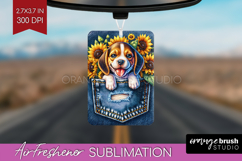 Denim Air Freshener PNG - Dog In Pocket PNG Sublimation Product Image 1