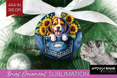 Denim Ornament PNG - Dog In Pocket PNG Sublimation Product Image 1