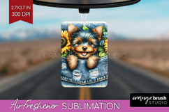 Denim Air Freshener PNG - Dog In Pocket PNG Sublimation Product Image 1