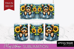 Denim Mug Wrap - Dog In Pocket Mug PNG Sublimation Product Image 1