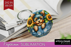 Denim Keychain PNG - Dog In Pocket Keychain Sublimation Product Image 1