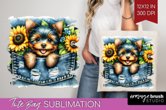 Denim Tote Bag - Dog In Pocket Tote Bag PNG Sublimation Product Image 1