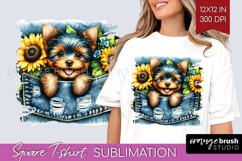 Denim Square Tshirt Background - Dog In Pocket PNG Product Image 1