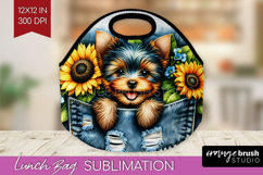 Denim Lunch Bag - Dog In Pocket Lunch Bug PNG Sublimation Product Image 1