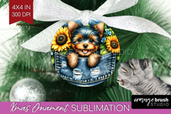 Denim Ornament PNG - Dog In Pocket PNG Sublimation Product Image 1