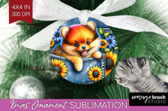 Denim Ornament PNG - Dog In Pocket PNG Sublimation Product Image 1