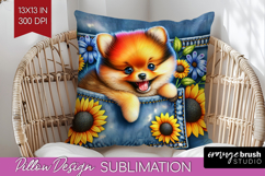 Denim Pillow Sublimation - Dog In Pocket Pillow Cover PNG Product Image 1