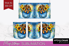 Denim Mug Wrap - Dog In Pocket Mug PNG Sublimation Product Image 1