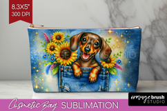 Denim Cosmetic Bag - Dog In Pocket Makeup Bag PNG Product Image 1