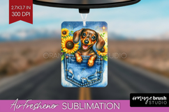Denim Air Freshener PNG - Dog In Pocket PNG Sublimation Product Image 1