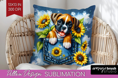 Denim Pillow Sublimation - Dog In Pocket Pillow Cover PNG Product Image 1