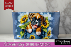 Denim Cosmetic Bag - Dog In Pocket Makeup Bag PNG Product Image 1