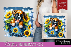 Denim Tote Bag - Dog In Pocket Tote Bag PNG Sublimation Product Image 1