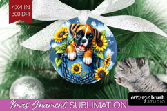 Denim Ornament PNG - Dog In Pocket PNG Sublimation Product Image 1