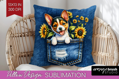 Denim Pillow Sublimation - Dog In Pocket Pillow Cover PNG Product Image 1