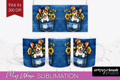 Denim Mug Wrap - Dog In Pocket Mug PNG Sublimation Product Image 1