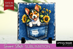 Denim Slate PNG - Dog In Pocket Square Slate Sublimation Product Image 1
