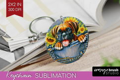 Denim Keychain PNG - Dog In Pocket Keychain Sublimation Product Image 1