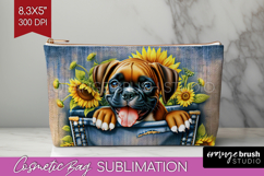 Denim Cosmetic Bag - Dog In Pocket Makeup Bag PNG Product Image 1