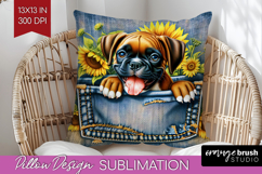 Denim Pillow Sublimation - Dog In Pocket Pillow Cover PNG Product Image 1