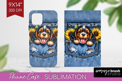 Denim Phone Case PNG - Dog In Pocket Case PNG Sublimation Product Image 1