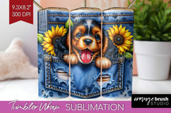 Denim Tumbler Wrap - Dog In Pocket Tumbler PNG Sublimation Product Image 1