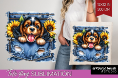 Denim Tote Bag - Dog In Pocket Tote Bag PNG Sublimation Product Image 1