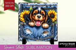 Denim Slate PNG - Dog In Pocket Square Slate Sublimation Product Image 1