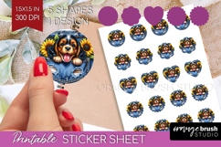 Denim Round Sticker - Dog In Pocket Printable Sticker Sheet Product Image 1