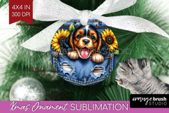 Denim Ornament PNG - Dog In Pocket PNG Sublimation Product Image 1
