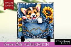 Denim Slate PNG - Dog In Pocket Square Slate Sublimation Product Image 1