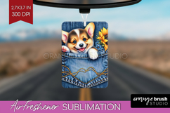 Denim Air Freshener PNG - Dog In Pocket PNG Sublimation Product Image 1